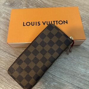 Louis Vuitton Red and Gold Zipper Wallet